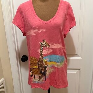 Jasmine & Ginger Pink/ Coral Giraffe Graphic Tee